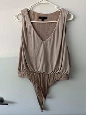 Lulus Taupe Sleeveless V-Neck Bodysuit